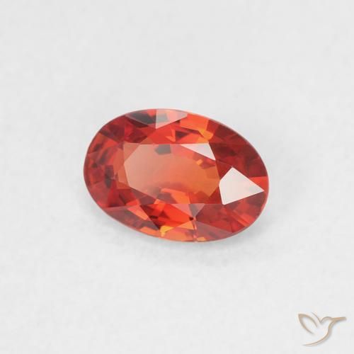 Safira vermelho médio Natural 0.51ct, oval, VVS