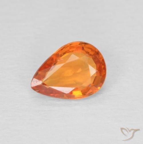 0.69ct Natural Laranja brilhante Safira, Formato de pêra, VS