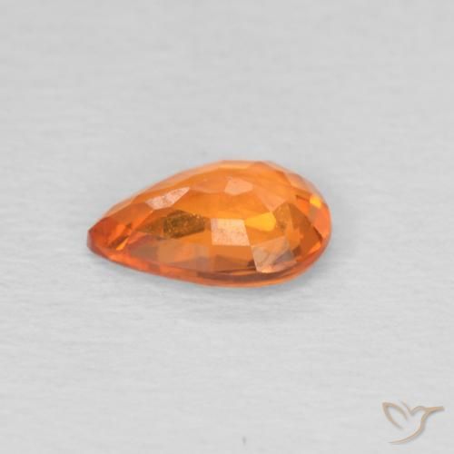 Safira Laranja brilhante Natural 0.69ct, Formato de pêra, VS