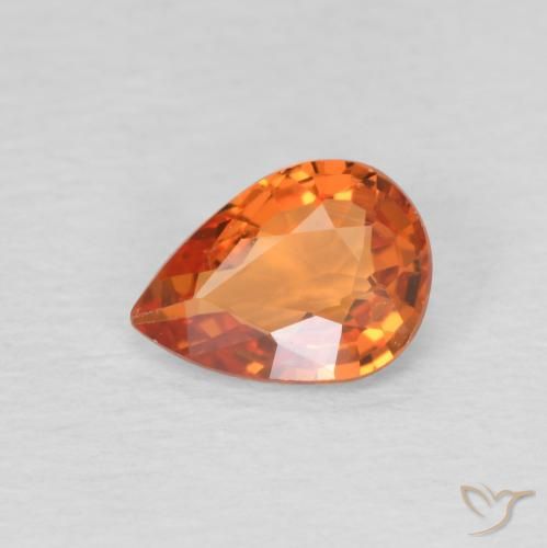 0.69ct Natural Laranja brilhante Safira, Formato de pêra, VS