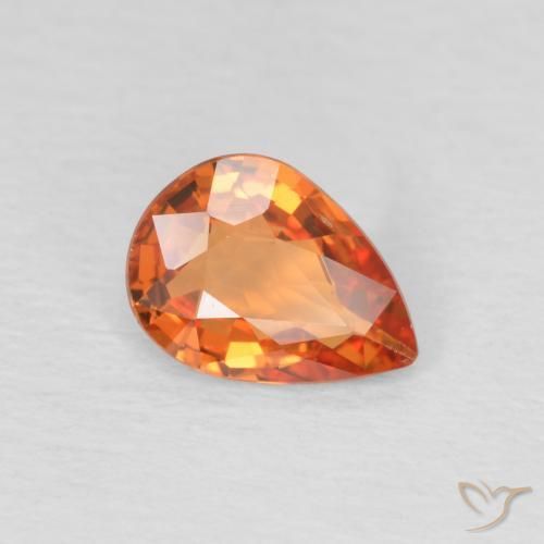 Safira Laranja brilhante Natural 0.69ct, Formato de pêra, VS
