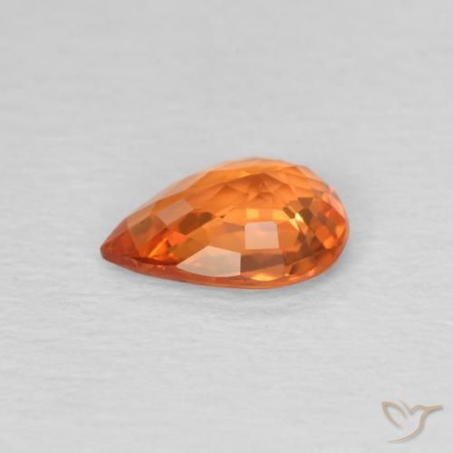 Safira Laranja brilhante Natural 0.69ct, Formato de pêra, VS