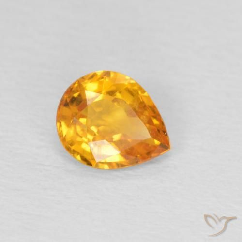 Safira Laranja-Ouro Natural 0.70ct, Formato de pêra, VS