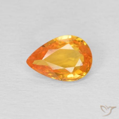 0.68ct Natural Laranja Médio Safira, Formato de pêra, VS