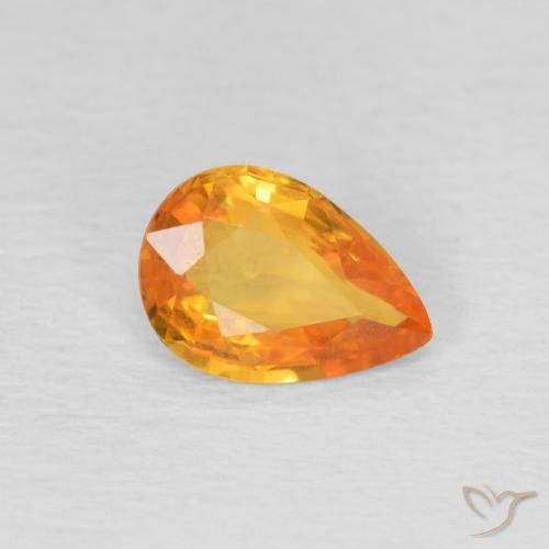 Safira Laranja Médio Natural 0.68ct, Formato de pêra, VS