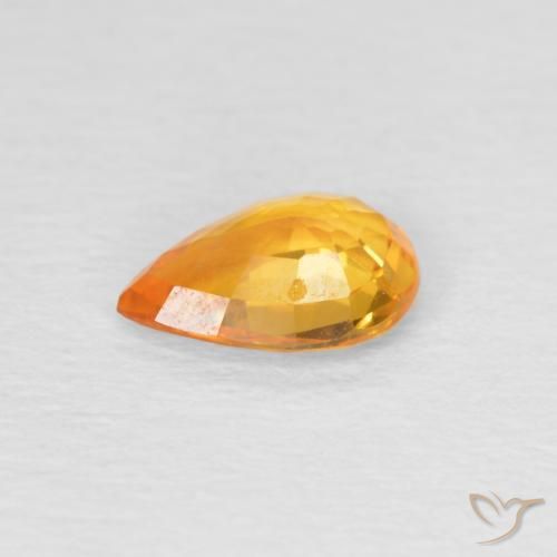 Safira Laranja Médio Natural 0.68ct, Formato de pêra, VS