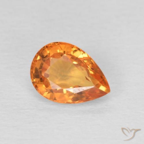 Safira Laranja brilhante Natural 1.05ct, Formato de pêra, VS
