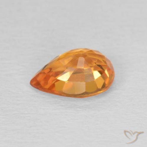Safira Laranja brilhante Natural 1.05ct, Formato de pêra, VS