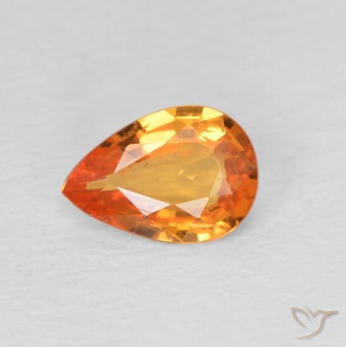 0.69ct Natural Laranja brilhante Safira, Formato de pêra, VVS-VS