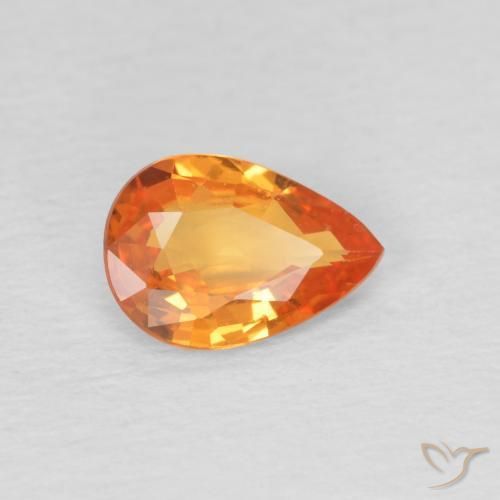 Safira Laranja brilhante Natural 0.69ct, Formato de pêra, VVS-VS