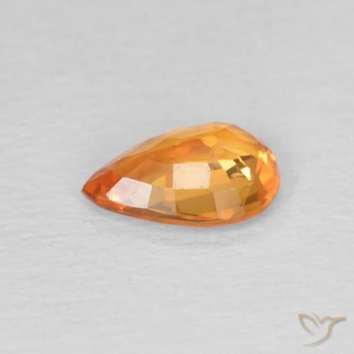 Safira Laranja brilhante Natural 0.69ct, Formato de pêra, VVS-VS