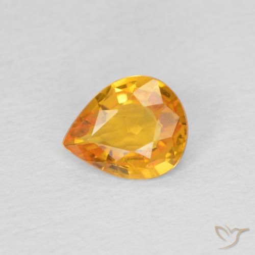 0.60ct Natural Laranja Médio Safira, Formato de pêra, VVS-VS