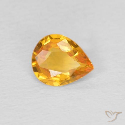 Safira Laranja Médio Natural 0.60ct, Formato de pêra, VVS-VS