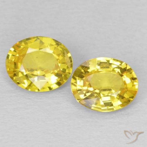 Pedras preciosas de Safira Amarelo cibernético natural de 1.33 ct, oval, VS