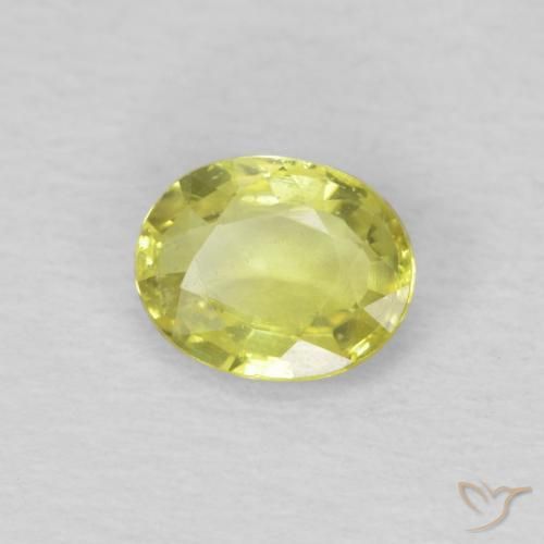 Safira Limão amarelo Natural 0.50ct, oval, VS