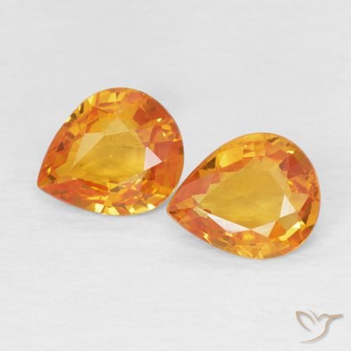 Pedras preciosas de Safira damasco laranja natural de 1.23 ct, Formato de pêra, VVS-VS