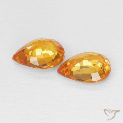 Pedras preciosas de Safira damasco laranja natural de 1.23 ct, Formato de pêra, VVS-VS
