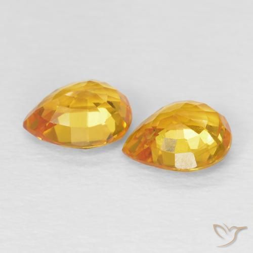 Pedras preciosas de Safira Laranja Médio natural de 1.54 ct, Formato de pêra, VVS-VS