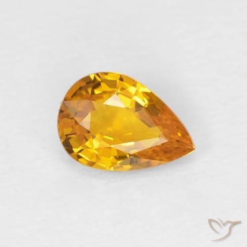 Safira damasco laranja Natural 0.83ct, Formato de pêra, VVS