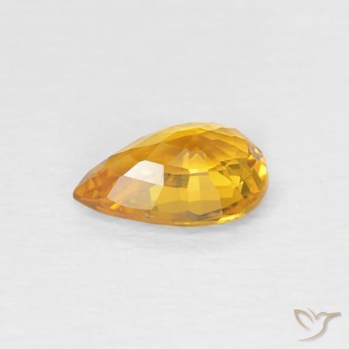 Safira damasco laranja Natural 0.83ct, Formato de pêra, VVS
