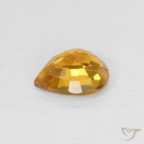 Safira Laranja-Ouro Natural 0.79ct, Formato de pêra, VVS-VS
