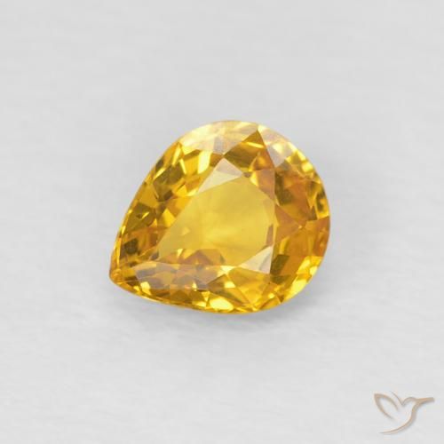 0.64ct Natural Dourado Safira, Formato de pêra, VS