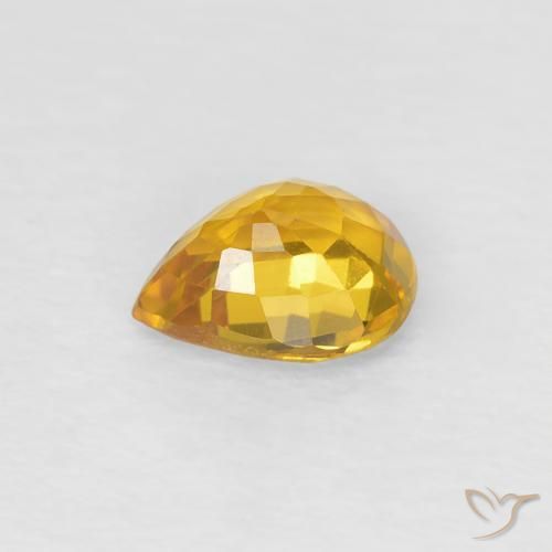 Safira Dourado Natural 0.64ct, Formato de pêra, VS