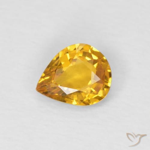 0.54ct Natural Dourado Safira, Formato de pêra, VS