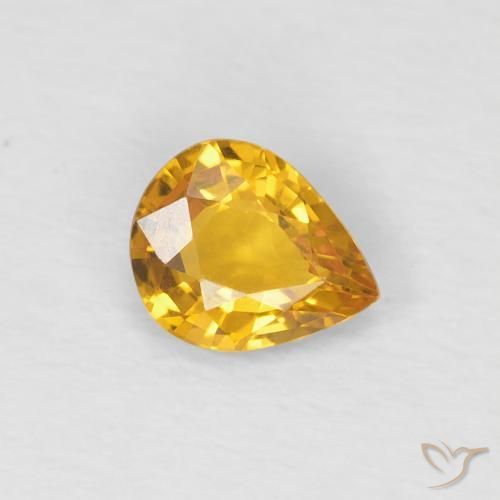 Safira Dourado Natural 0.54ct, Formato de pêra, VS