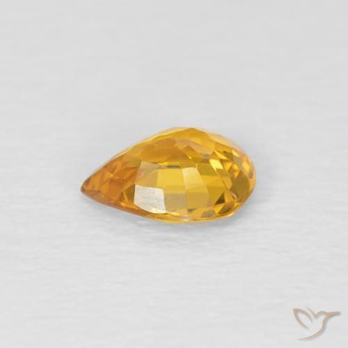 Safira Dourado Natural 0.54ct, Formato de pêra, VS
