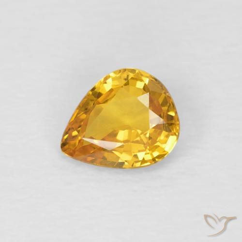 0.60ct Natural Dourado Safira, Formato de pêra, VS