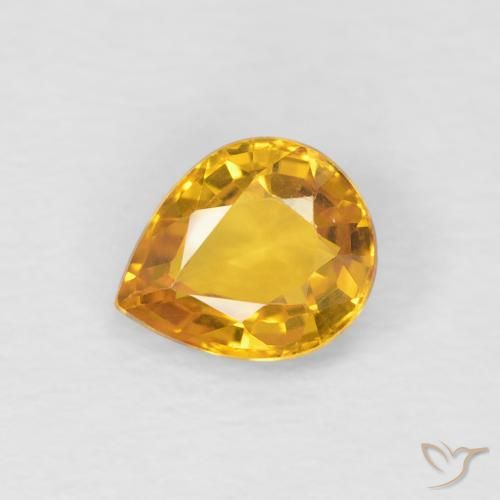 0.79ct Natural Dourado Safira, Formato de pêra, VS