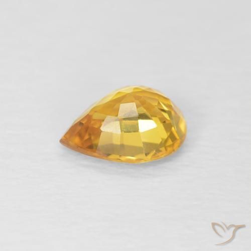 Safira Dourado Natural 0.62ct, Formato de pêra, VS