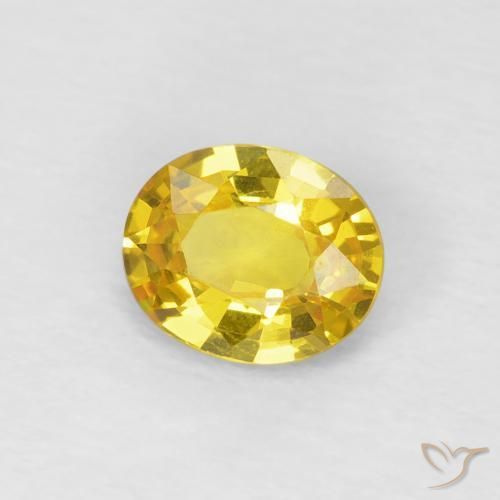 Safira amarelo médio Natural 0.69ct, oval, VS