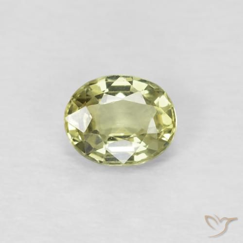 0.50ct Natural Amarelo Esverdeado Claro Safira, oval, VVS