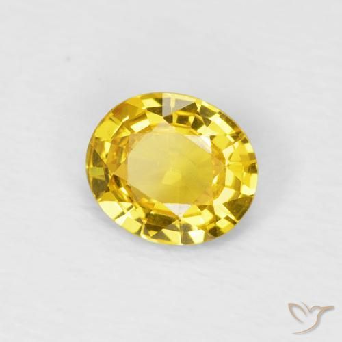 Safira amarelo médio Natural 0.62ct, oval, VVS
