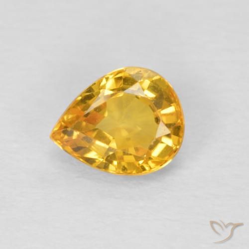 0.70ct Natural Laranja Dourada Safira, Formato de pêra, VVS