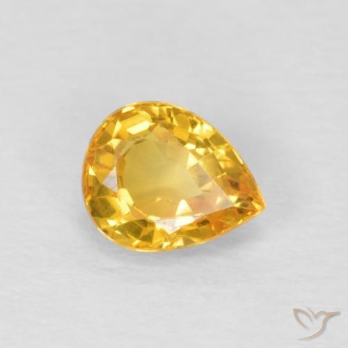 Safira Laranja Dourada Natural 0.70ct, Formato de pêra, VVS