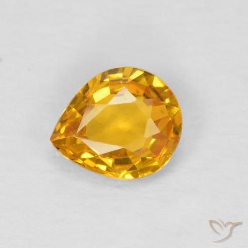 0.61ct Natural Medium Light Orange-Gold Safira, Formato de pêra, VS