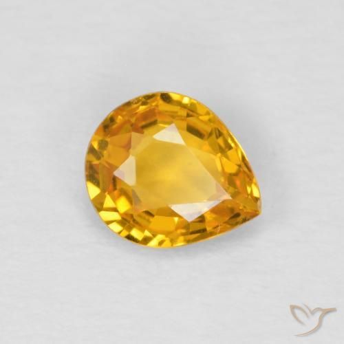 Safira Medium Light Orange-Gold Natural 0.61ct, Formato de pêra, VS