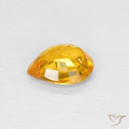 Safira Medium Light Orange-Gold Natural 0.61ct, Formato de pêra, VS