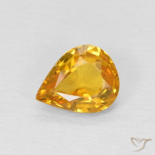 0.65ct Natural Laranja-Ouro Safira, Formato de pêra, VS