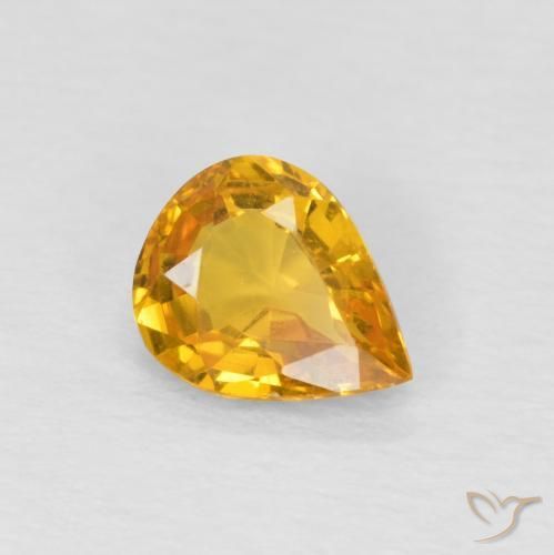 Safira Laranja-Ouro Natural 0.65ct, Formato de pêra, VS