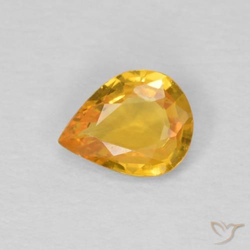 0.50ct Natural Dourado Escuro Safira, Formato de pêra, VS