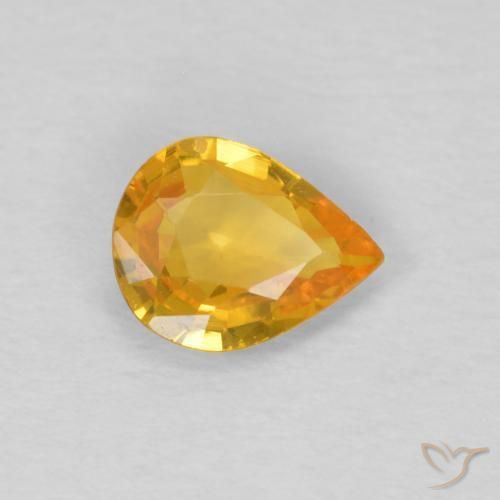 Safira Dourado Escuro Natural 0.50ct, Formato de pêra, VS