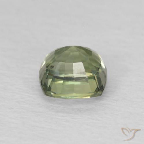 Safira Verde muito claro Natural 0.64ct, Almofada, VS