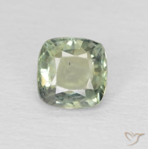 0.49ct Natural Verde Sábio Claro Safira, Almofada, VS