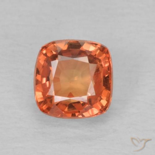 0.74ct Natural Laranja Vermelho Safira, Almofada, VVS