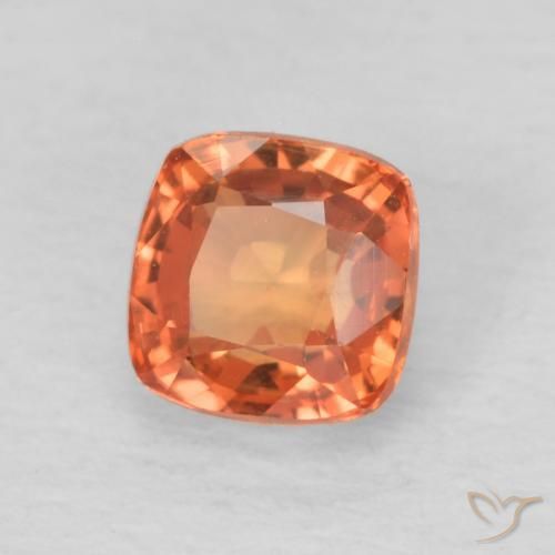 Safira Laranja Vermelho Natural 0.74ct, Almofada, VVS
