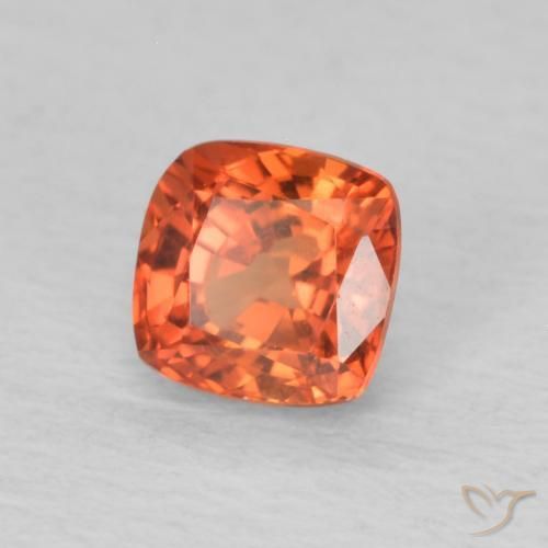 Safira fogo laranja Natural 0.56ct, Almofada, VVS